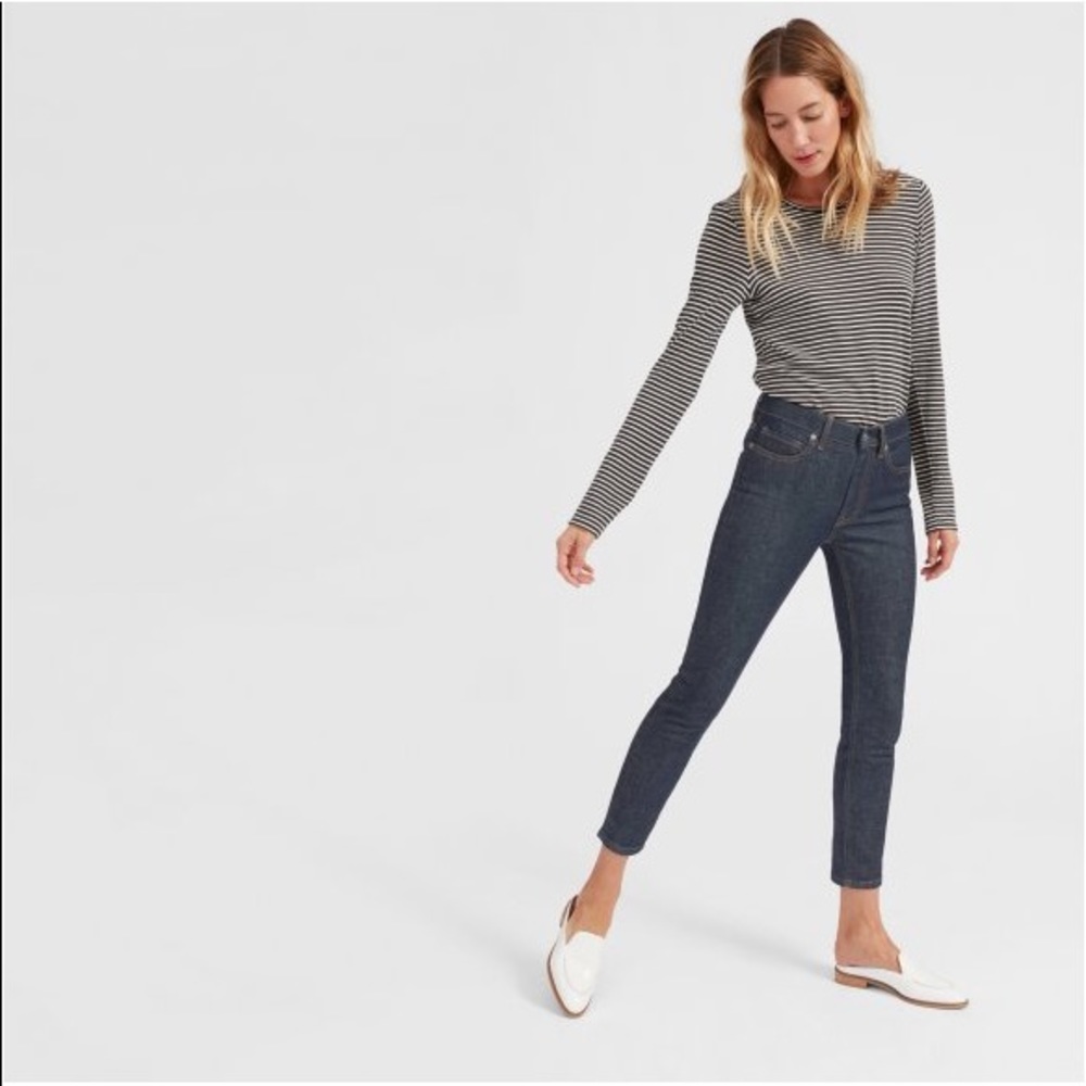 Everlane Mid Rise Skinny Ankle Jean (Dark Indigo)